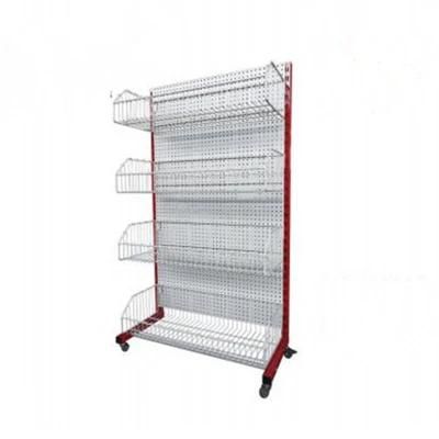 Supermarket Used Socks Display Perforated Back Panel Shelf with Basket