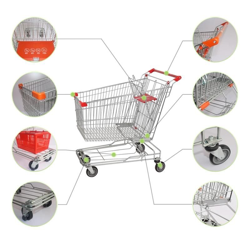 Hot Sale Asian Reasonable Price Steel Material 180L Supermarket Trolley (JS-TAS06)