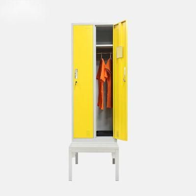 Simple Swimming Pool Changing Room HPL Locker 2 Doors Locker with Seat