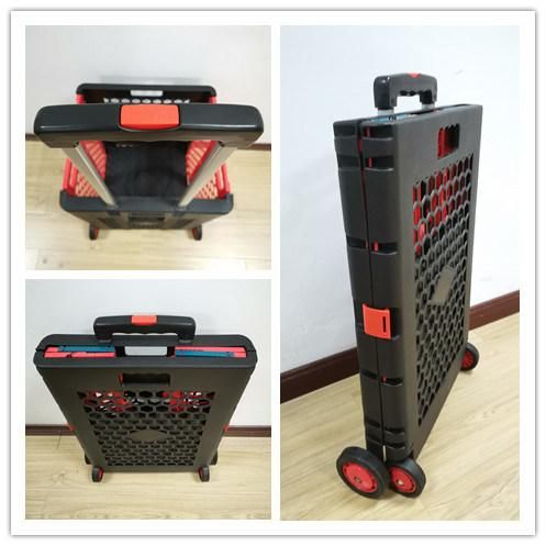 China Factory Telescopic Handle Shopping Trolley Plastic Foldable Cart