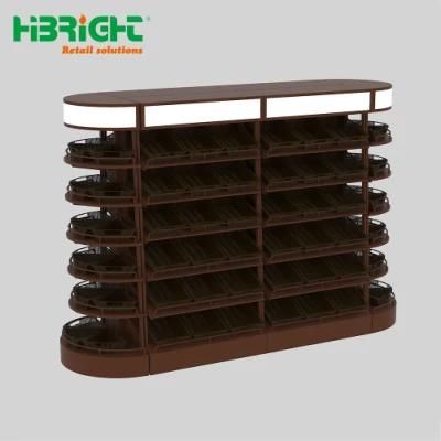 Multi Layer Metal Produce Fruit Display Rack with Light Box