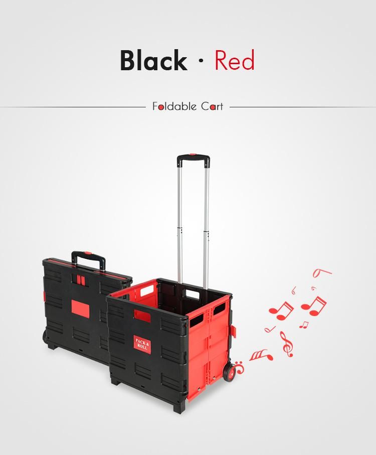 60L Portable Plastic Folding Box Pack and Roll Trolley Cart