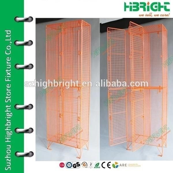 Red Color Metal Cloth Cabinet Wire Mesh Locker for Clothes