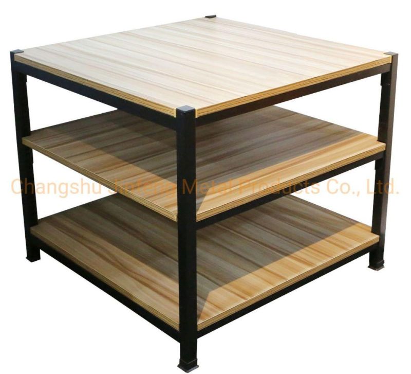 Supermarket Steel & Wood Promption Table Display Shelves