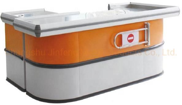 Supermarket Metal Checkout Counter Express Cashier Desk Jf-Cc-019