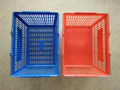 2017 Wholesale Supermarket Plastic Rolling Shopping Baskets