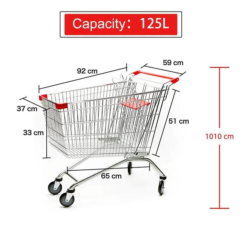 Supermarket Push Cart Retail Grocery All-Metal Shopping Trolley