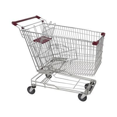 Hot Sale Large Size Hypmarket 210L Shopping Cart with Elevator Wheels