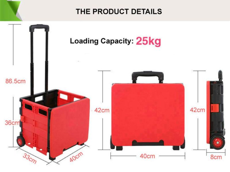 Small Rolling Packaging Portable Foldaway Shopping Trolley for Supermarket