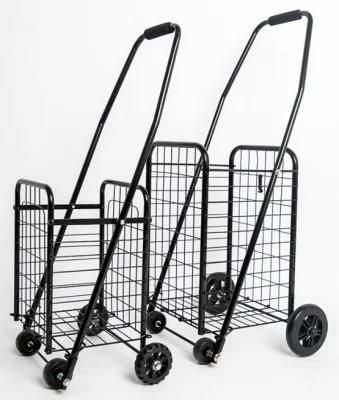 China Wholesale Folding Small Shopping Metal Cart for Groceries with Four Wheels