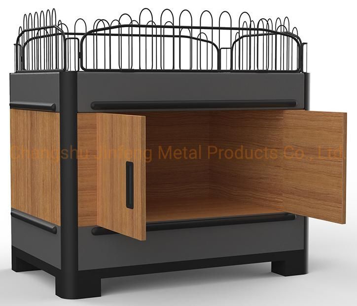 Supermarket Convenience Store Exhibition Luxury Wooden Grain Promotion Desk Counter