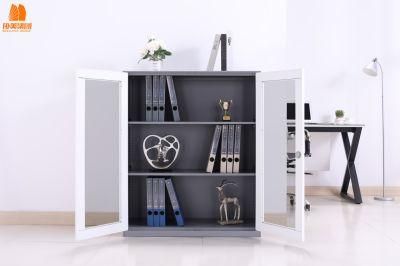 Steel Lock File Cabinet with 2 Door Glass Door