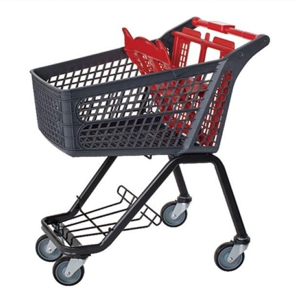 100L Plastic PU Wheeled Shopping Hand Trolley Cart Supermarket Equipment