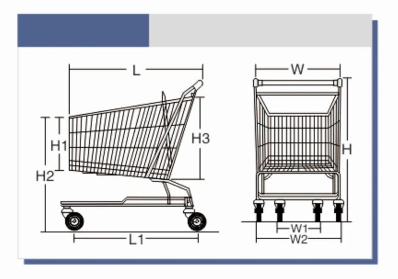 New Cheap Price 180 Liter American Style Supermarket Trolley Cart