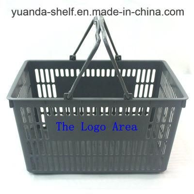 Grey Color Plastic Supermarket Shopping Basket Easy Carrying