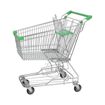 Hot Sale Asian Style Rolling Metal Supermarket Shopping Grocery Trolley Cart