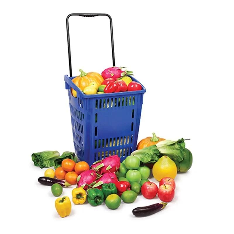 Sale Grocery Store High-End Supermarket Shopping Basket Rolling Plastic Basket