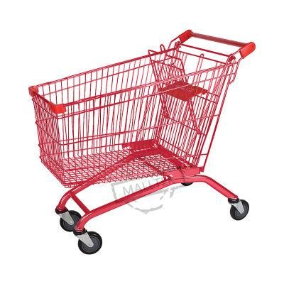 European Style Supermarket Shopping Metal Trolley with Wheels