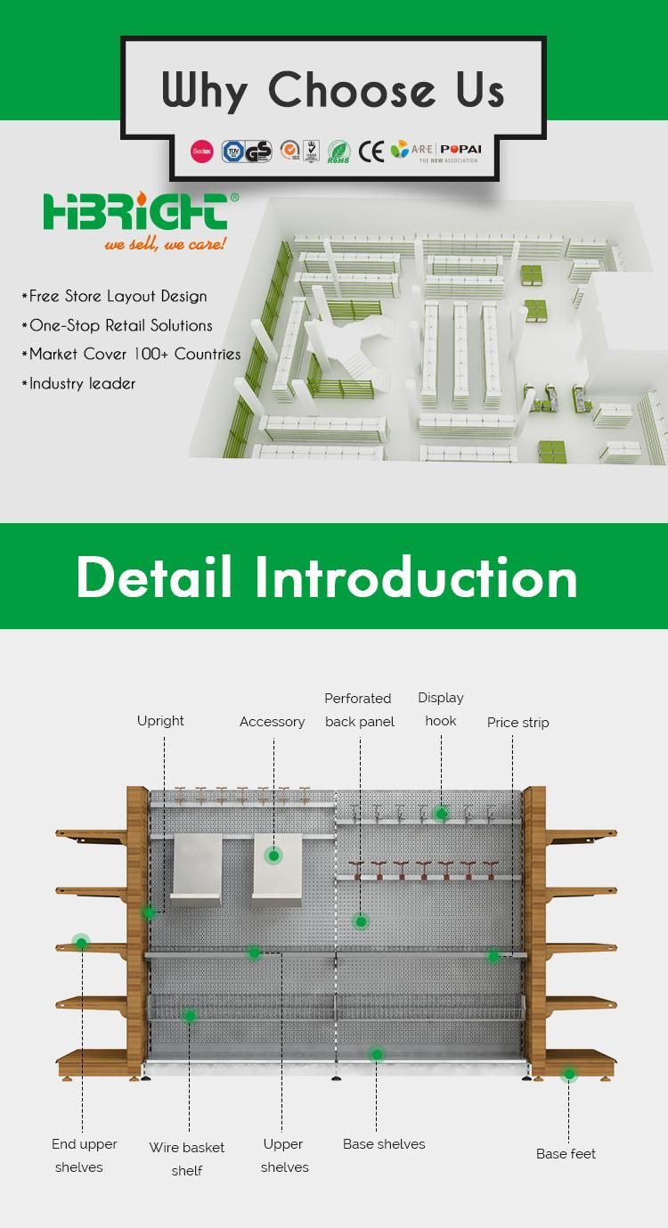 Powder Coating Metal Peforated Supermarket Standard Shelving