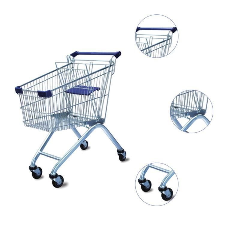 High Quality Supermarket Metal Shopping Trolley Four Wheels Shopping Cart