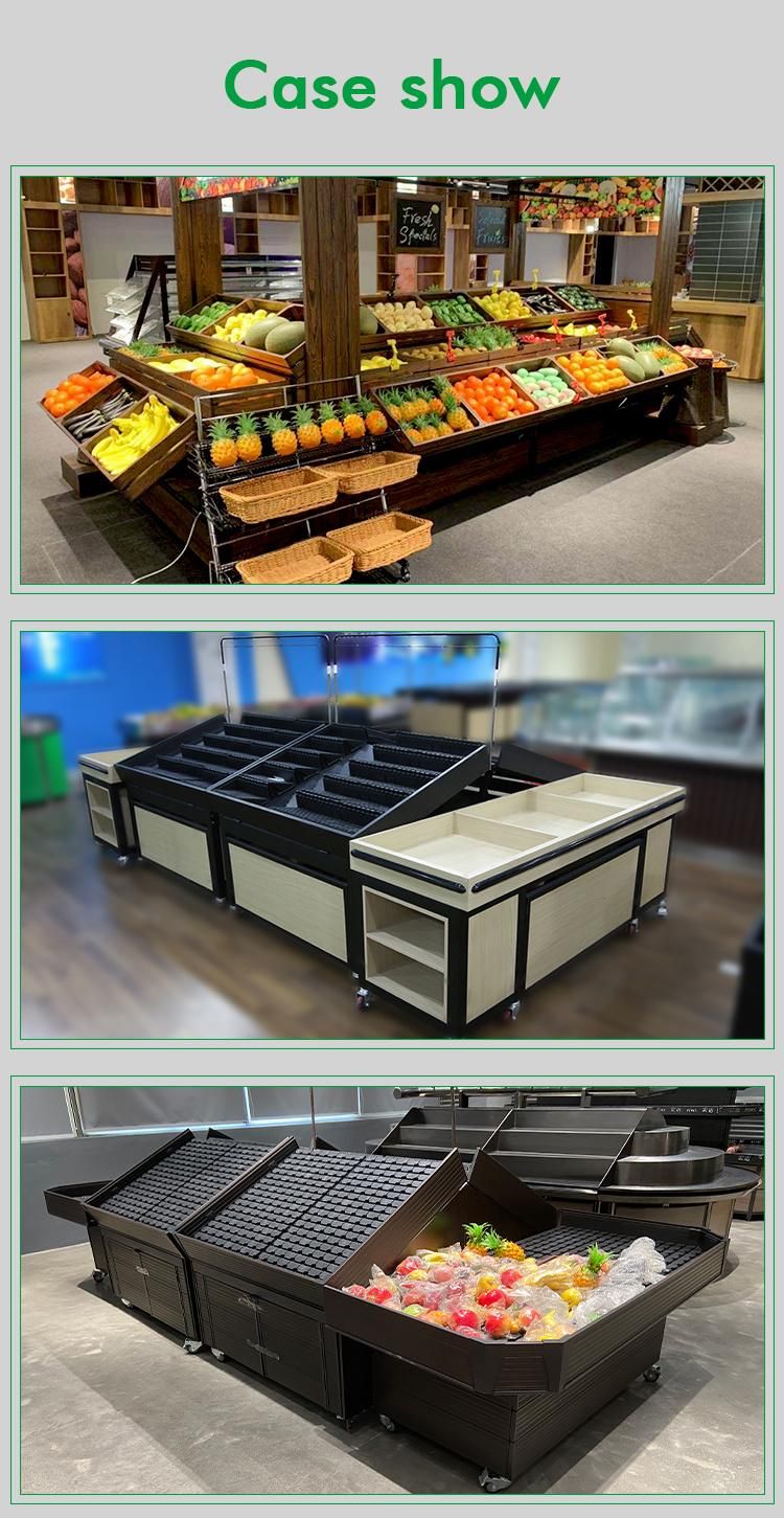 Supermarket Adjustable Fruit and Vegetable Rack Produce Display Stand