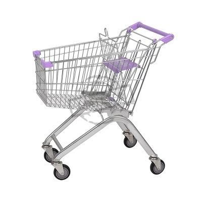 China Metal 100L Shopping Cart with 5 Inch Elevator Wheels