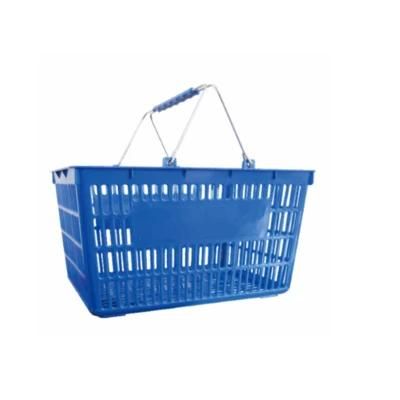 High Capacity Plastic Shopping Basket with Handles Supermarket Shopping Basket