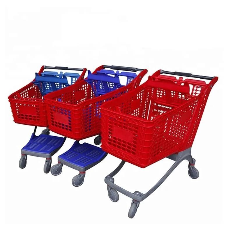 Plastic Shopping Trolley Customized Color Supermarket Cart