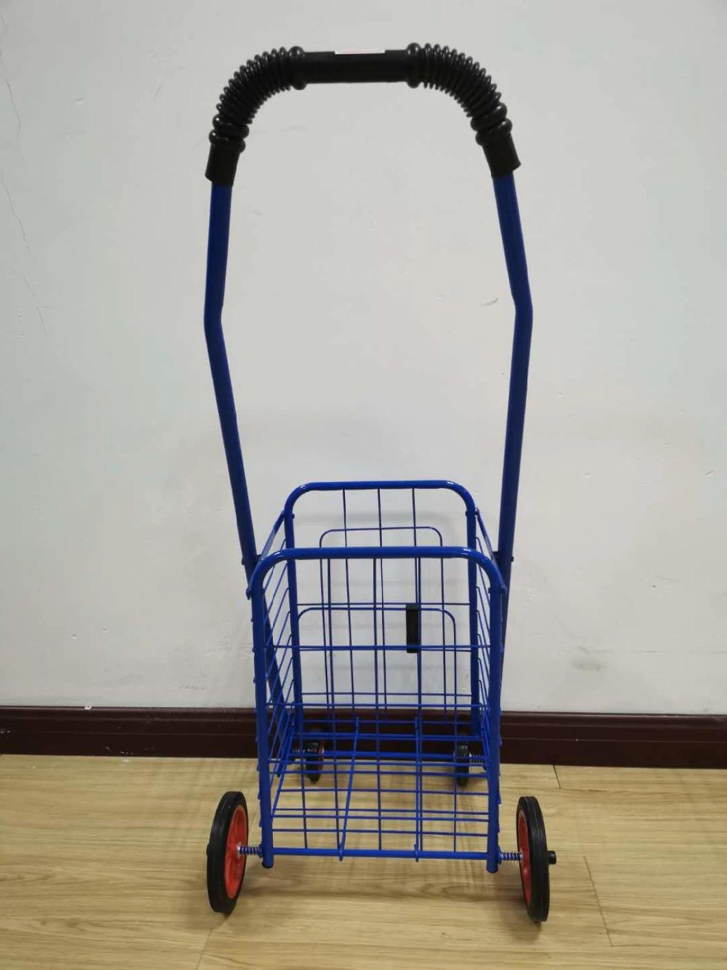 Manufacturer Collapsible Grocery Rolling Fold up Shopping Cart with 360 Wheels