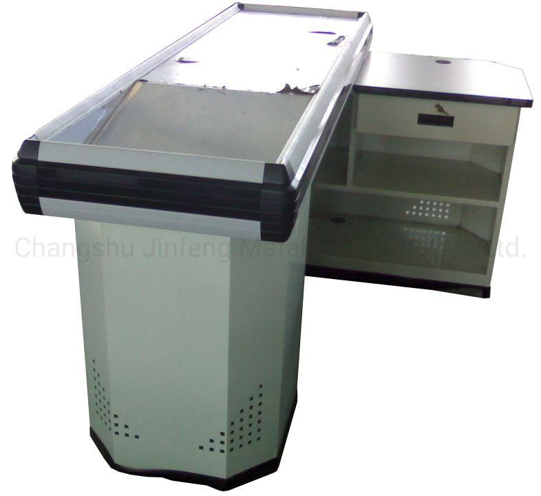 Supermarket Metal Furniture Cash Counter Customized Cashier Desk