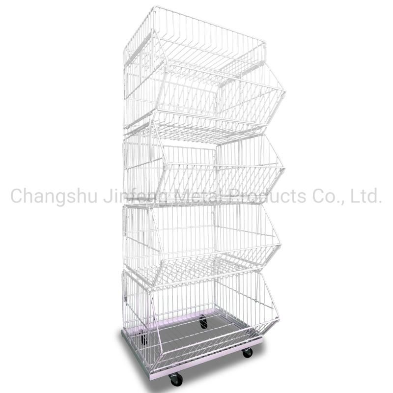 Supermarket Wire Stackable Rack Multi-Layer Metal Storage Shelves Wire Display Basket