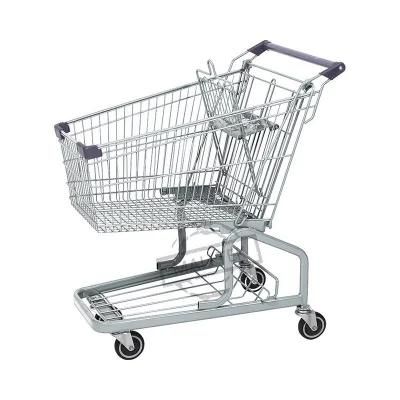 Wholesale Supermarket Shopping Metal PU Wheels Trolley with Belt