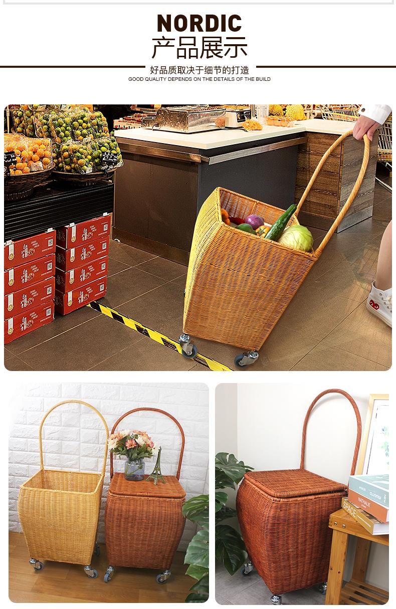 Rattan Portable Shopping Artifact Shopping Cart Large Capacity Small Cart