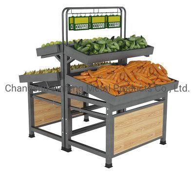 Supermarket Display Rack Fruit and Vegetable Wooden Display Shelving