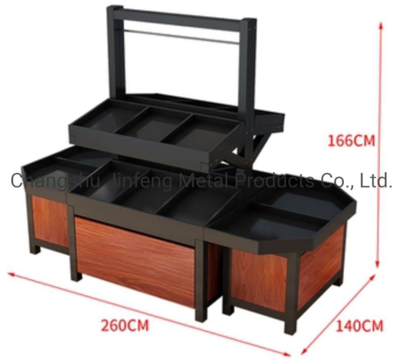 Supermarket Shelf Fruits and Vegetables Wood Display Stand