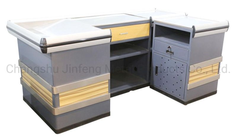 Supermarket Money Counter Metal and Wooden Store Checkout Counter