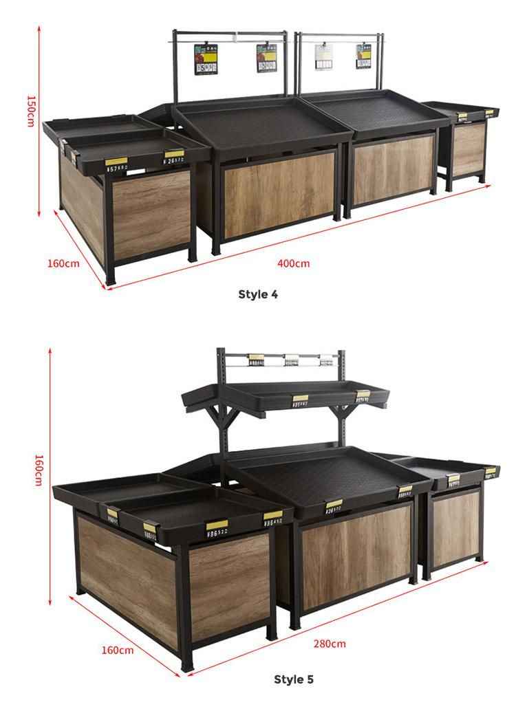 Supermarket Vegetable and Fruit Display Rack with Plastic Counter Top