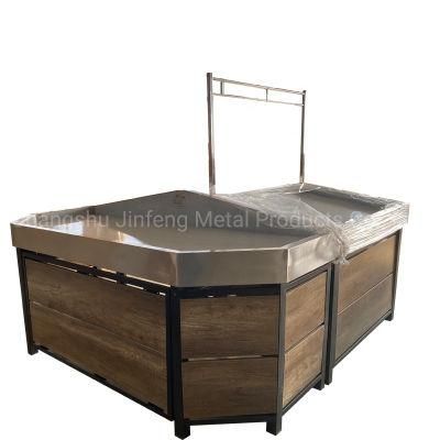 Supermarket Furniture Vegetable and Fruit Display Stand with Wood