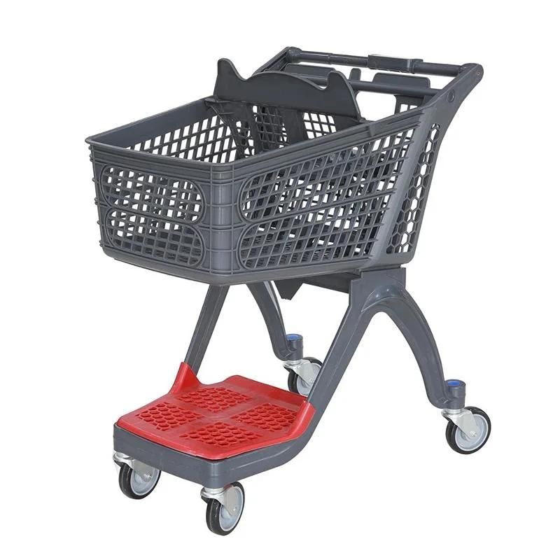 China Manufacturer Provide Hand Push Cart Supermarket Plastic Shopping Trolley