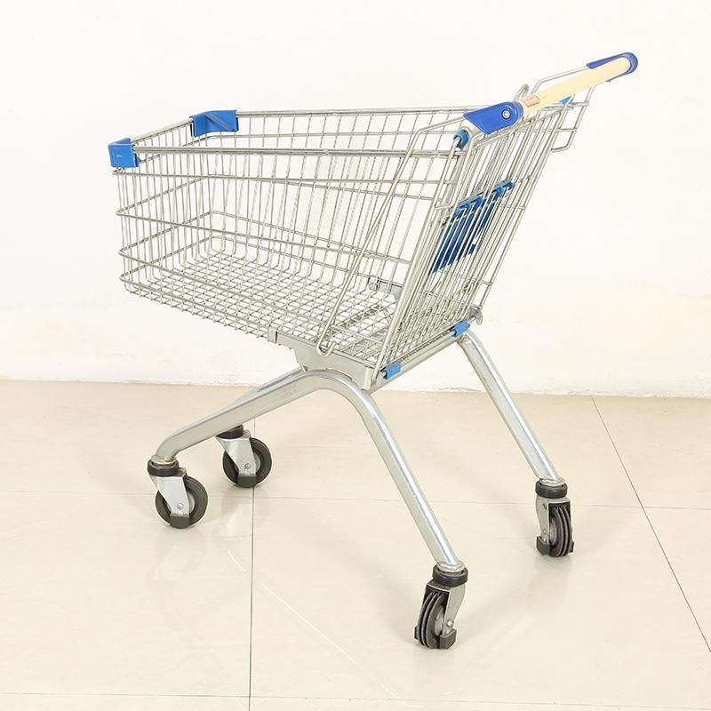 Retail Store Hand Push Cart with Seat Supermarket Metal Shopping Trolley