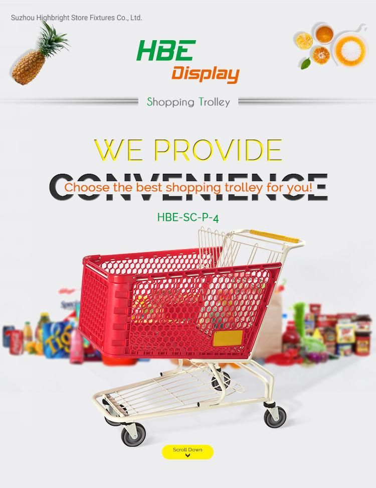 4 Wheel Hand Stainless Steel Convenient Supermarket Shopping Cart