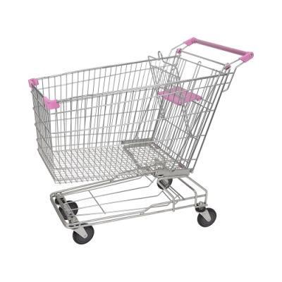 China-Made Supermarket 80L 4 Wheels Trolley with Child Seat