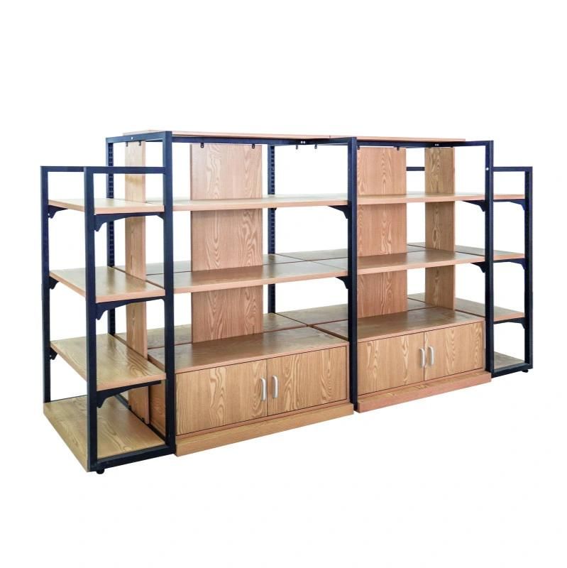 China Wholesale High Class Showcase Design Advertising Display Supermarket Wooden Shelf