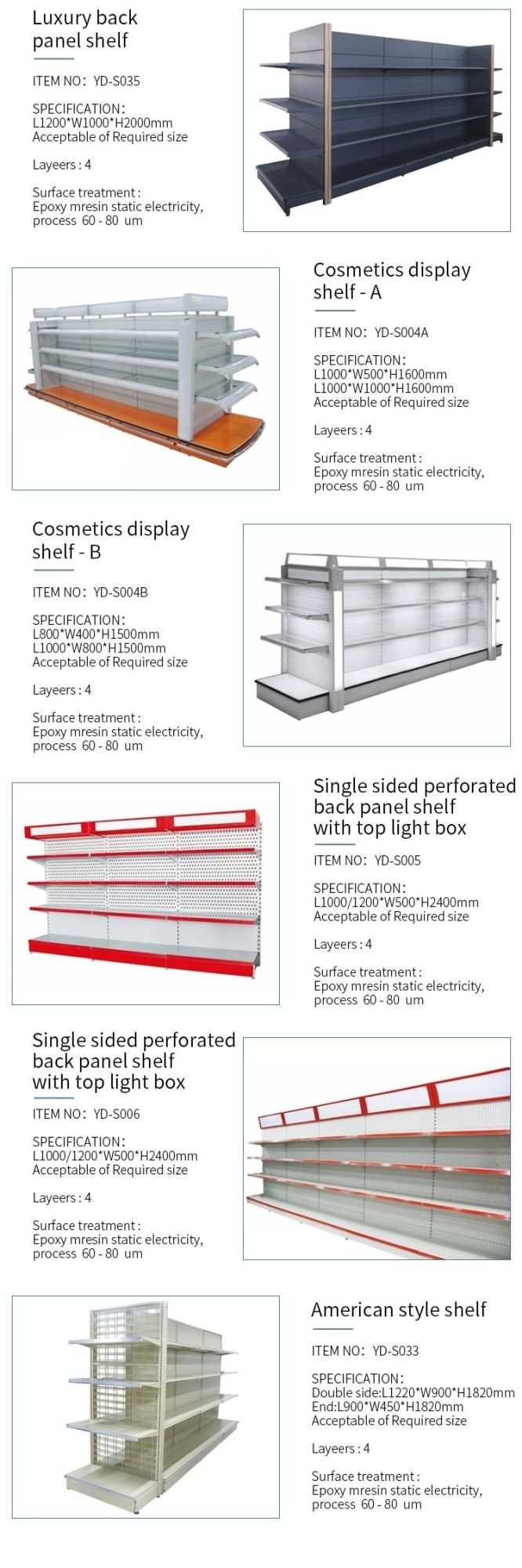 Commercial Use Supermarket Flat Metal Display Shelf