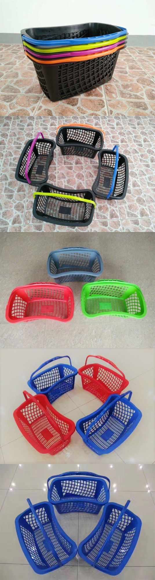 Wholesale Plastic Material Supermarket Basket Arc Plastic Handle Shopping Basket