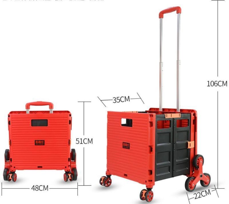 6 Wheels Climbings Tair Mini Folding Luggage Supermarket Foldable Small Portable Plastic Shopping Cart Trolley