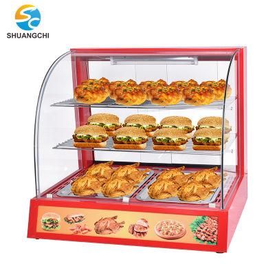 2 Plates Curved Glass Display Food Warmer Showcase Food Display Warming Showcase