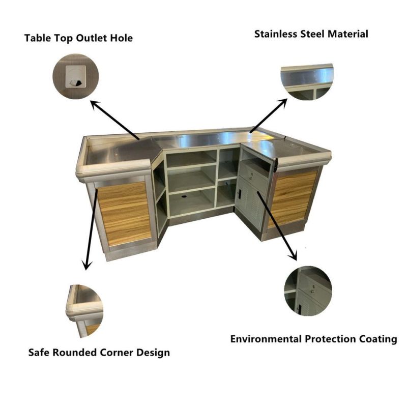 Wooden Boutique Checkout Counter Grocery for Clothes Pharmacy Store