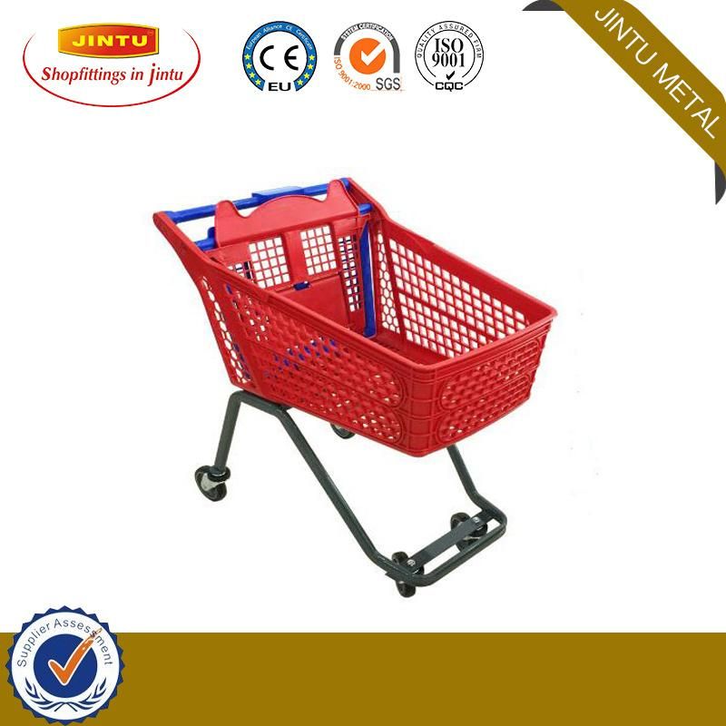 New Supermarket Plastic Shopping Cart with Wheels