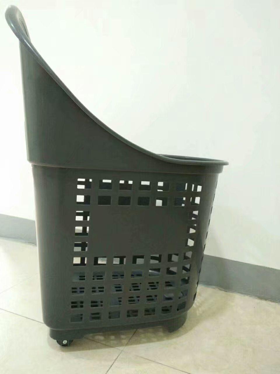 Big Volume Plastic Shopping Basket Cart with Casters